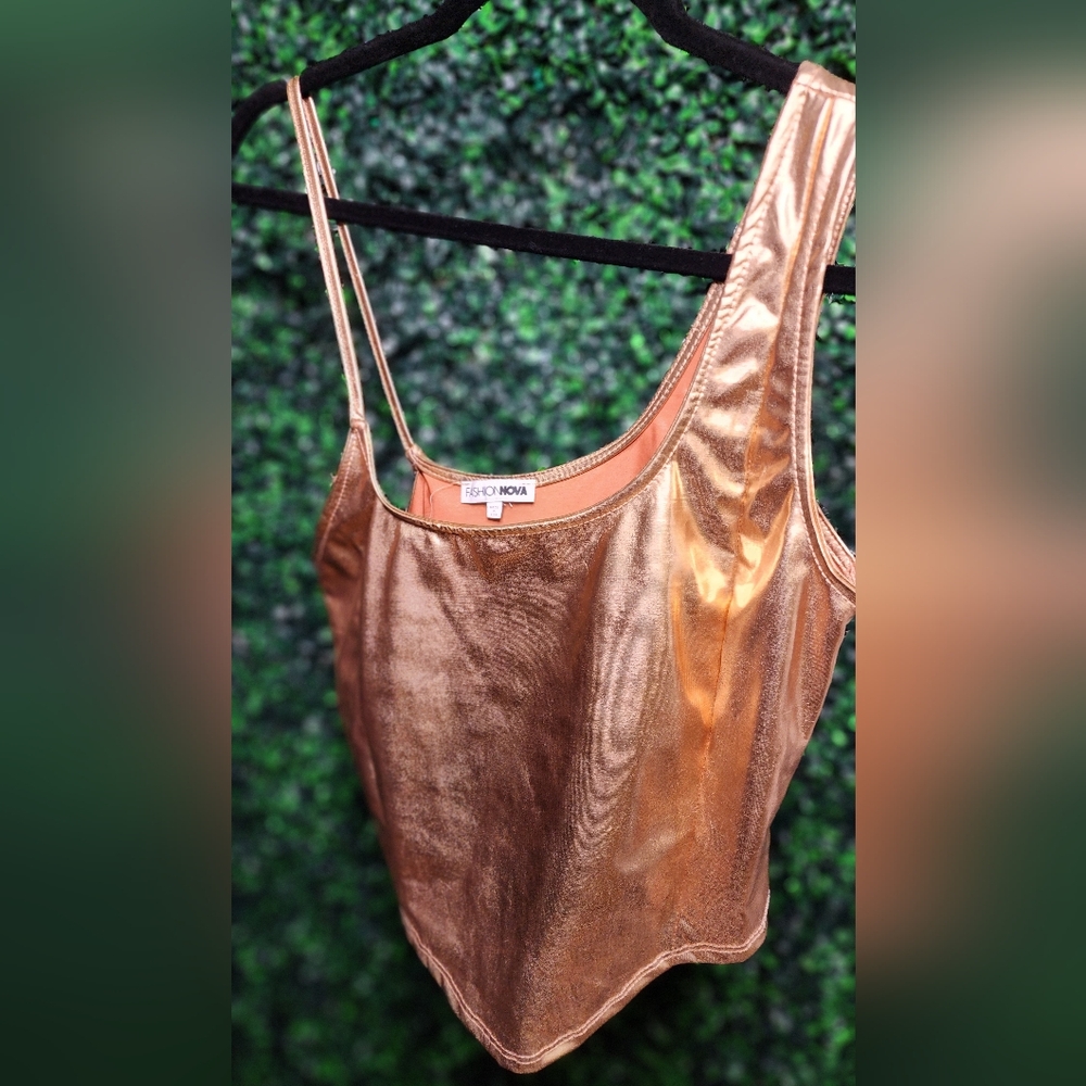 Fashion Nova Metallic Copper Double-Strap Camisole